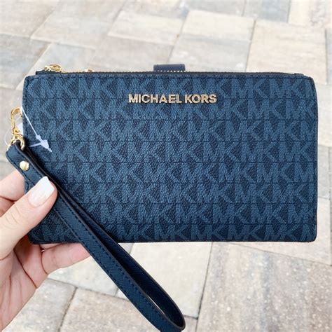 michael kors jet set wallet blue|michael kors zippered wallet.